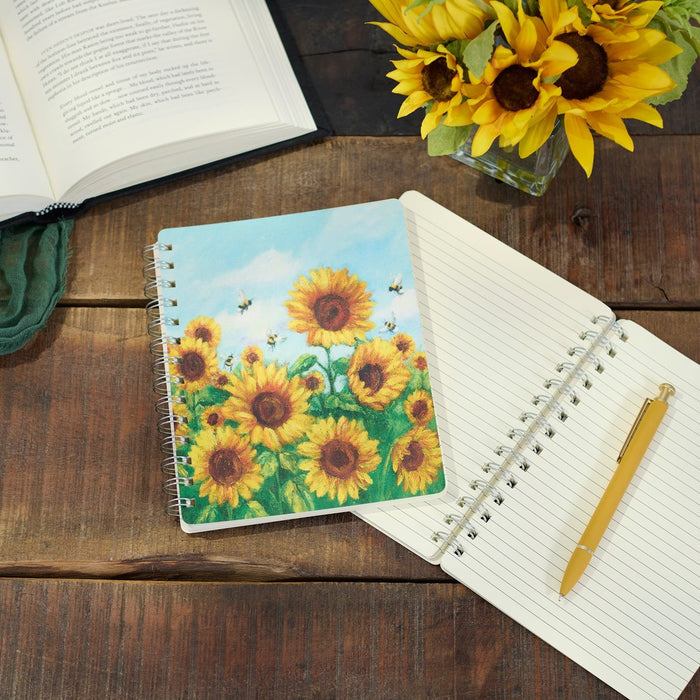 Journal - Sunflower Bees Spiral Notebook