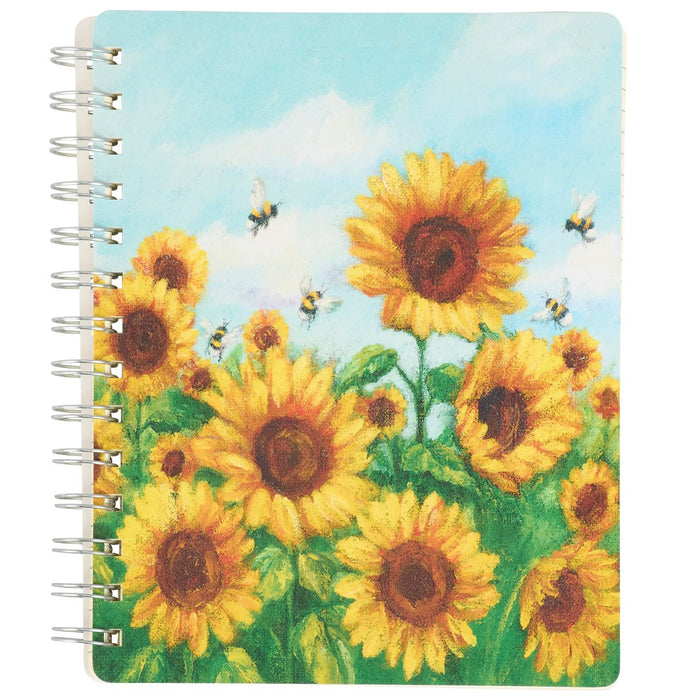Journal - Sunflower Bees Spiral Notebook