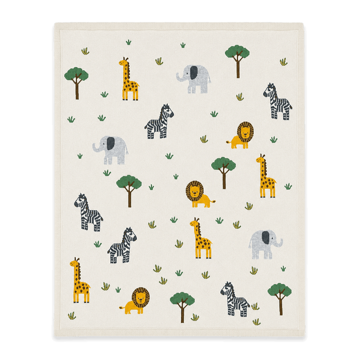 Jungle Pals - Organic Cotton Jacquard Knit Baby Blanket