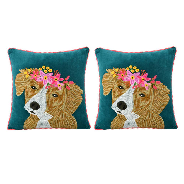 Karma Living - Dog Velvet Pillow 18x18"