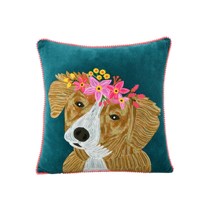 Karma Living - Dog Velvet Pillow 18x18"