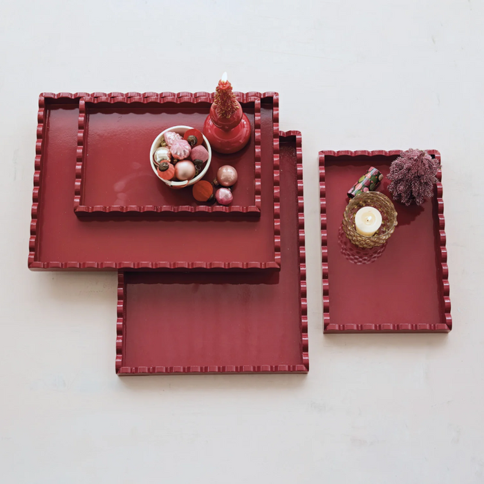 Lacquered Scalloped Tray, Red - 13 Hub Lane   |  Lacquered Trays