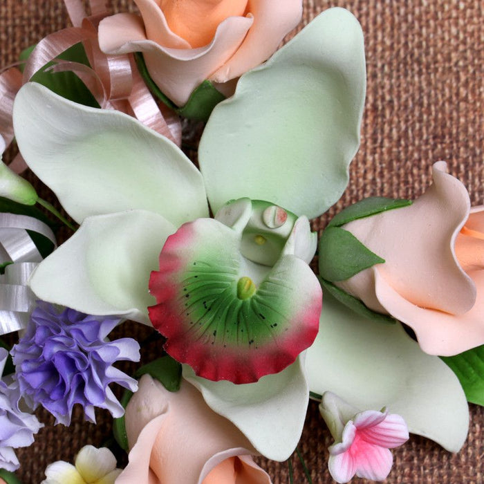 Large Cymbidium Orchid Combo Gumpaste Sugarflower Sprays perfect as a cake topper for cake decorating fondant cakes.  Wholesale Sugarflowers and cake supply. Caljava