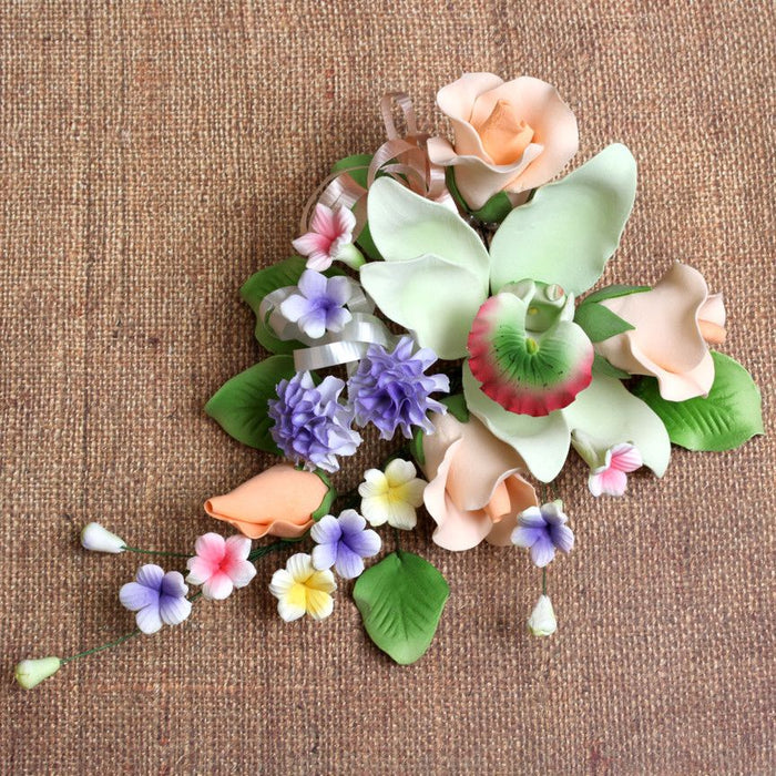 Large Cymbidium Orchid Combo Gumpaste Sugarflower Sprays perfect as a cake topper for cake decorating fondant cakes.  Wholesale Sugarflowers and cake supply. Caljava
