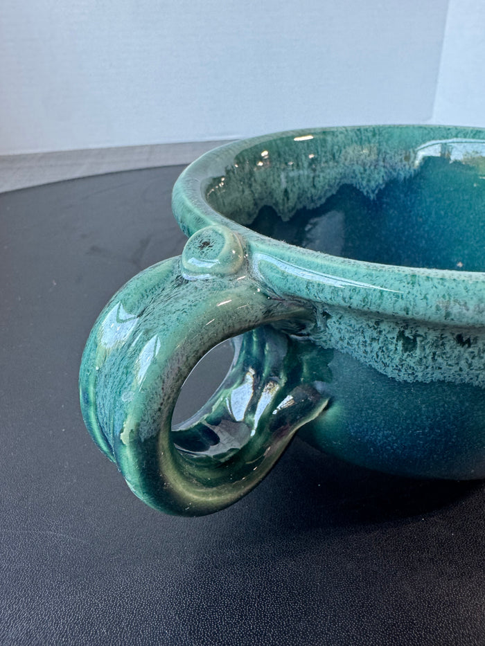 Large Green & Blue Drip Glazed Pottery Coffee or Soup Mug