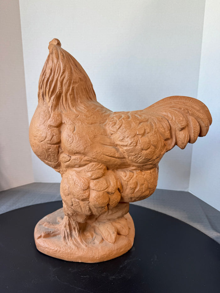 Large Italian Carved Terra Cotta Clay Hen