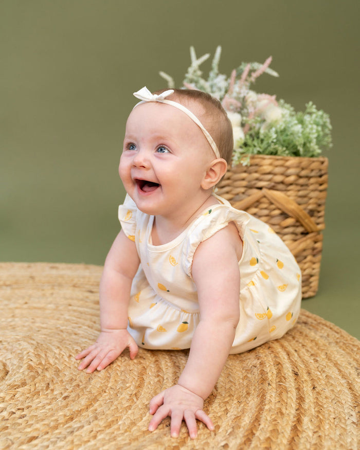 Lemon Baby Ruffle Dress + Bloomer Set (Organic Jersey)