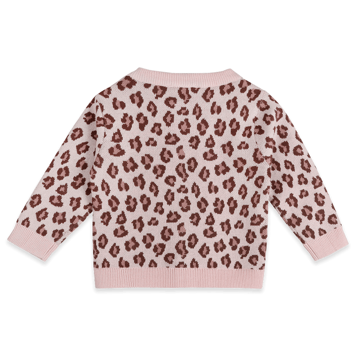 Organic Cotton Leopard Baby Knit Cardigan and Pants, Back