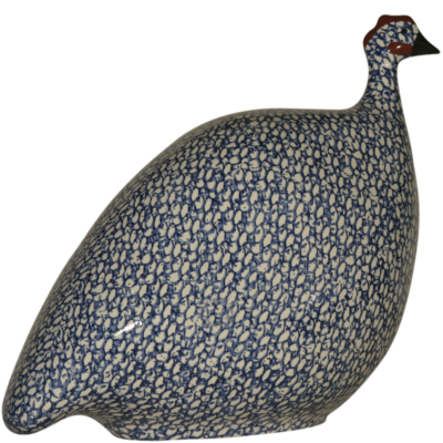 Les Ceramiques de Lussan Guinea Hen- White Spotted Cobalt