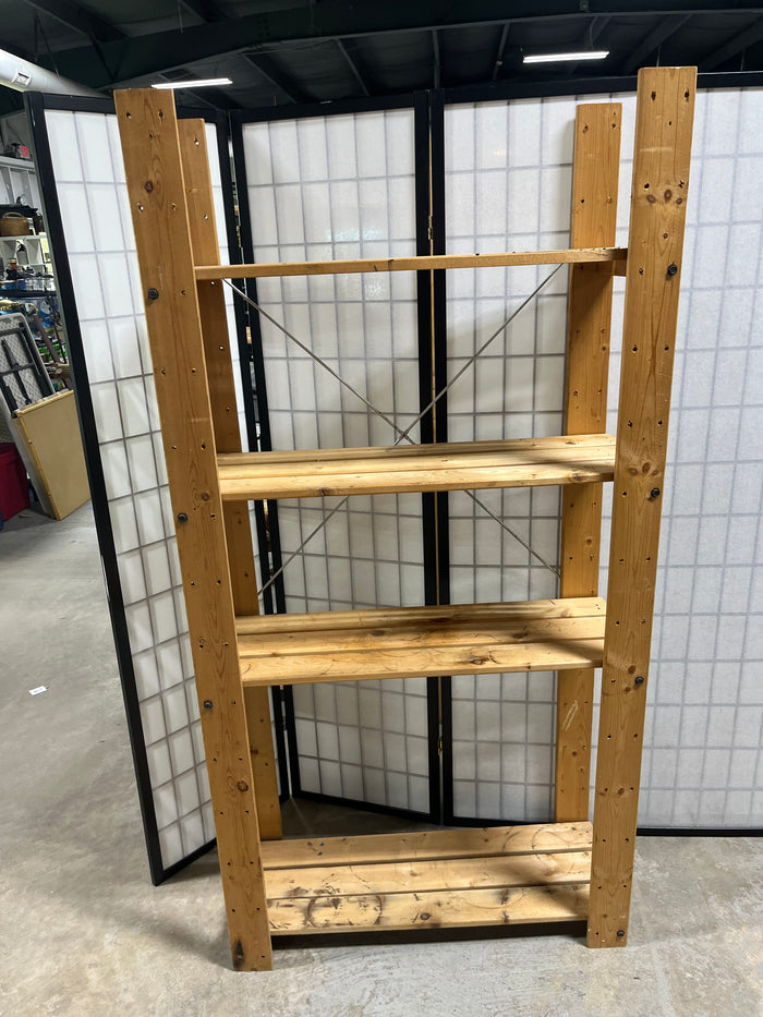 Lightweight Wooden Shelf with Metal Bar Support