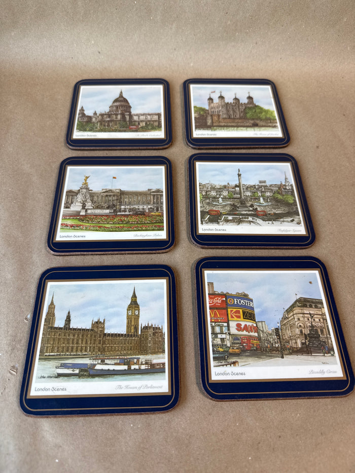 London Scenes Cork Back Coasters - Set Of 6