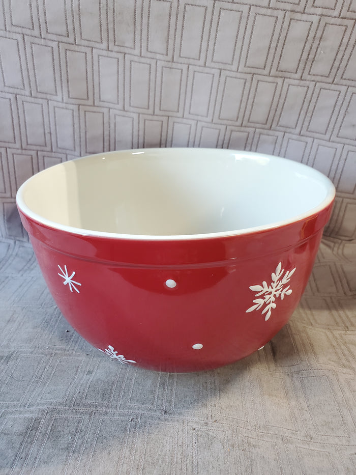 Longaberger Red Snowflake Mixing Bowl