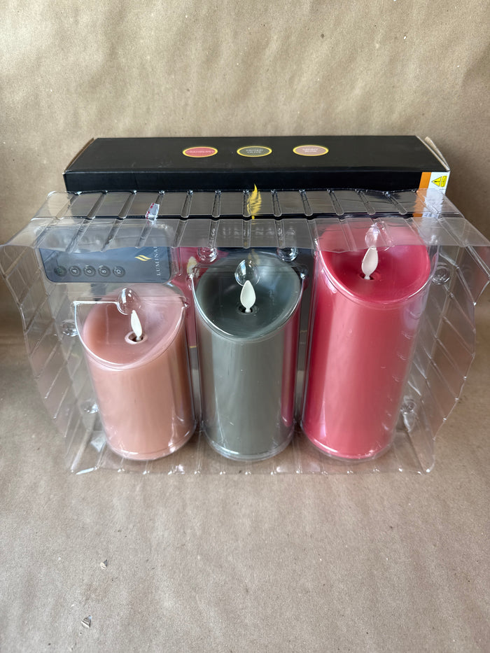 Luminara Trio Of Colored Candles - Appears Unused (C)