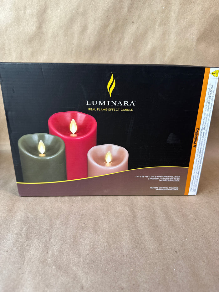 Luminara Trio Of Colored Candles - Appears Unused (C)