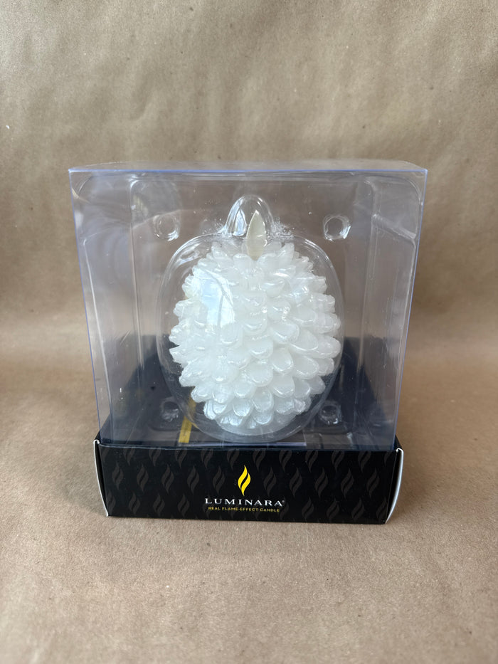 Luminara White Pinecone Battery Operated Candle - Appears Unused (B)