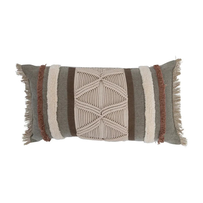Macrame + Fringe Lumbar Pillow