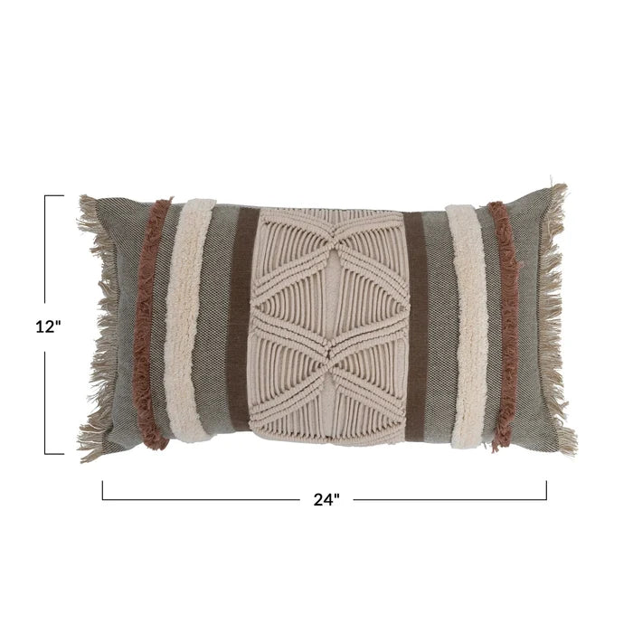 Macrame + Fringe Lumbar Pillow