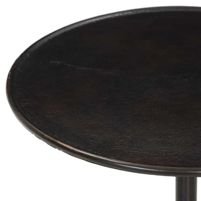 Marlow Matchstick Pedestal Table-Antique Rust: Tabletop Corner View