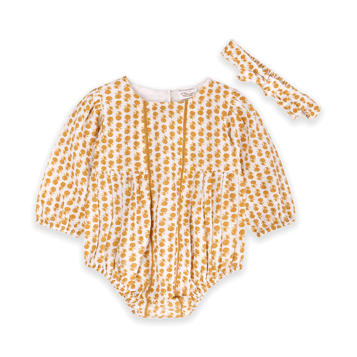 Matilda Floral Baby Romper & Headband Set (Organic Cotton) - Outfit