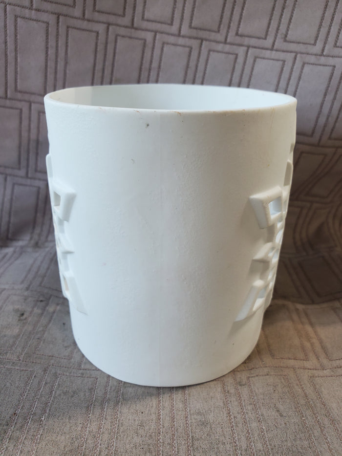 Matte White Cylindrical Snowflake Pillar Candle Holder