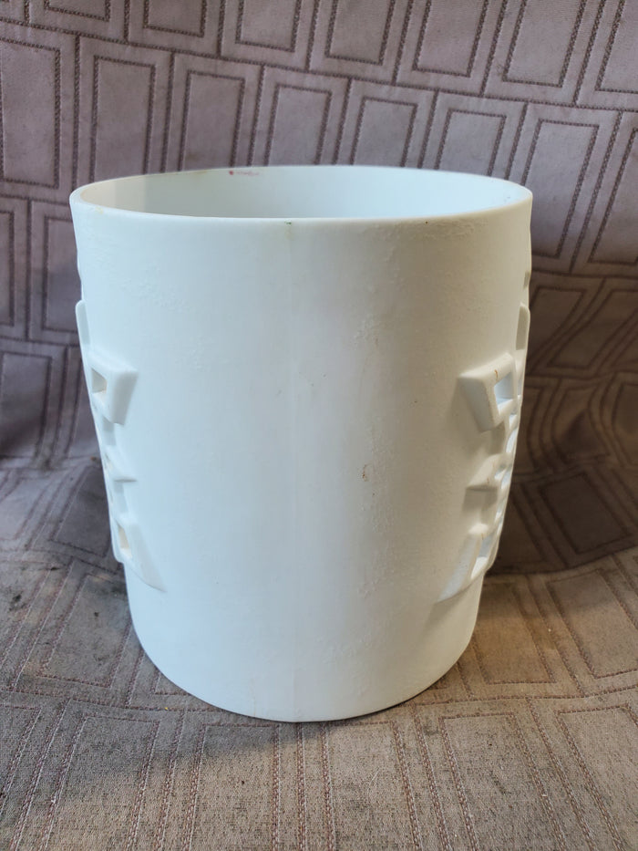 Matte White Cylindrical Snowflake Pillar Candle Holder