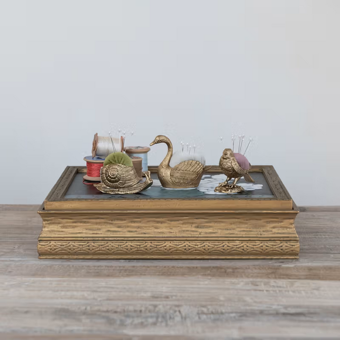 Metal Gold and Velvet Pin Cushion - Snail Bird Swan - Findlay Rowe Designs