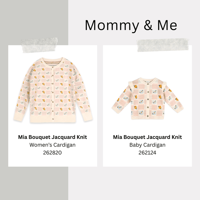 Matching Floral Jacquard Knit Cardigans for Mommy and Baby by Viverano