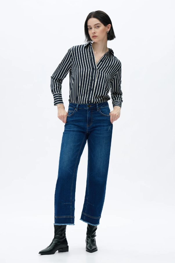 Mid Rise Barrel Jeans, Dark Blue - 13 Hub Lane   |  Barrel Jeans