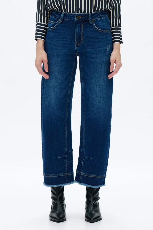 Mid Rise Barrel Jeans, Dark Blue - 13 Hub Lane   |  Barrel Jeans