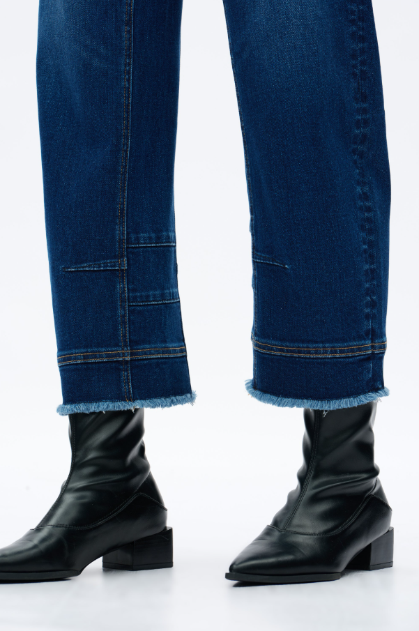 Mid Rise Barrel Jeans, Dark Blue - 13 Hub Lane   |  Barrel Jeans