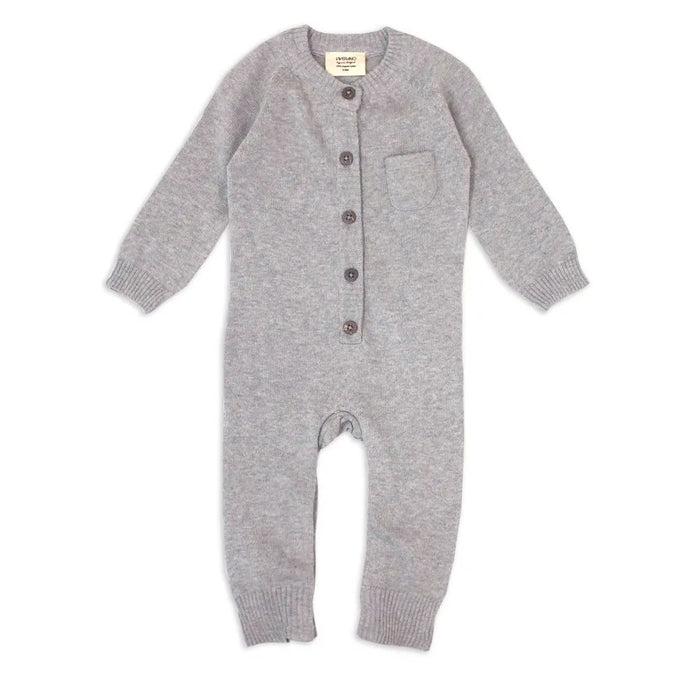 Viverano Milan Knit Organic Cotton Baby Pocket Jumpsuit in Heather Grey