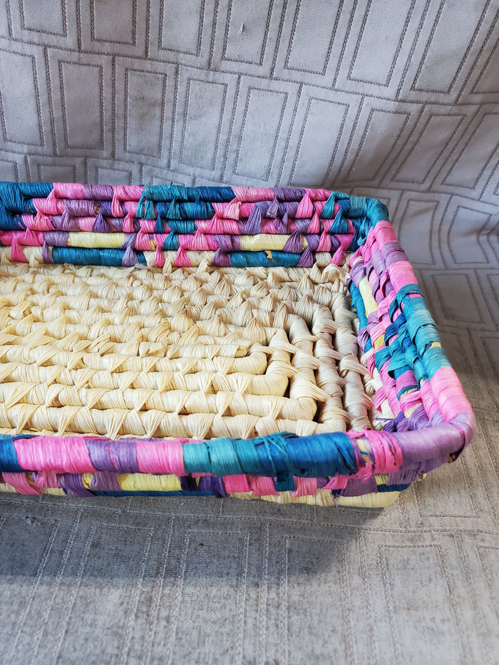 Multi-Colored Hand Woven Basket