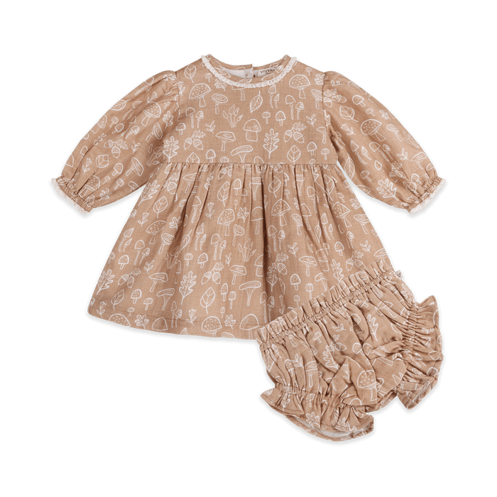Mushroom Baby Dress & Bloomer (Organic Muslin) - Outfit Set