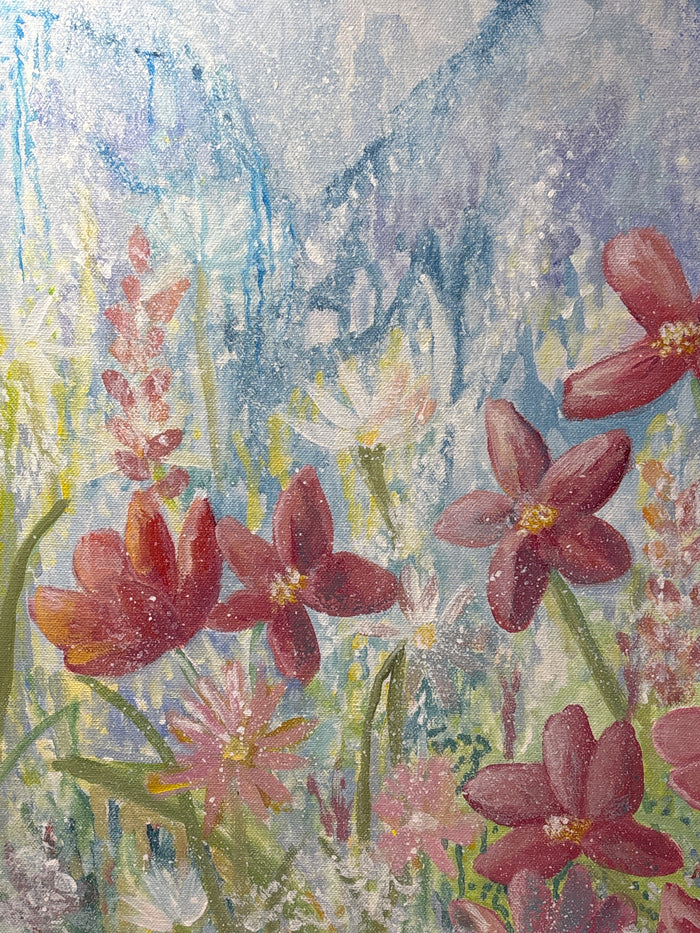 Mystical Flowers Painting by Local Artist, Ginger Olansen; Signed