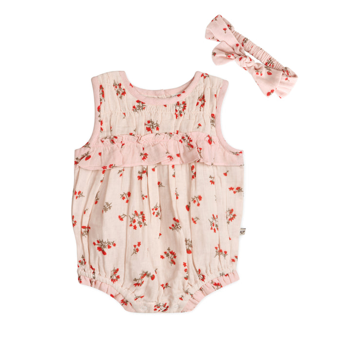 Noor Floral Baby Romper + Headband (Organic)