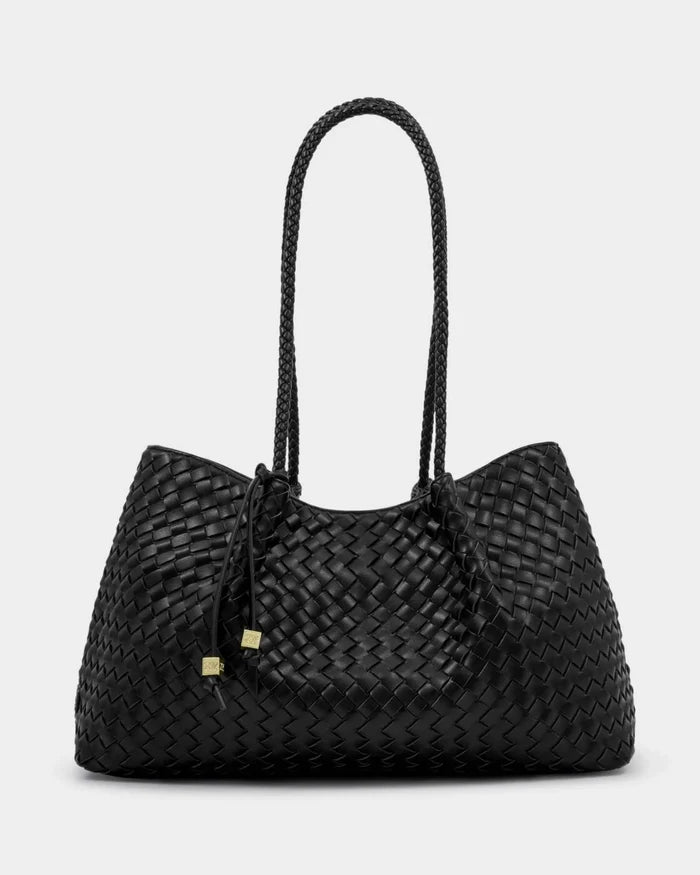 Nova Hand Woven Small Shoulder Tote in Black