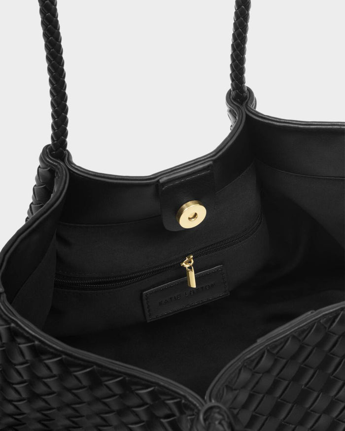 Nova Hand Woven Small Shoulder Tote in Black
