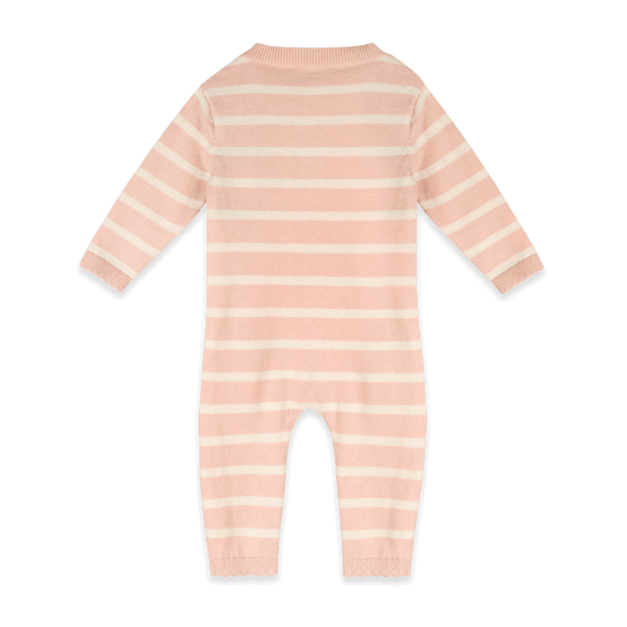 Organic Cotton Ocean Embr Knit Baby Jumpsuit, Back