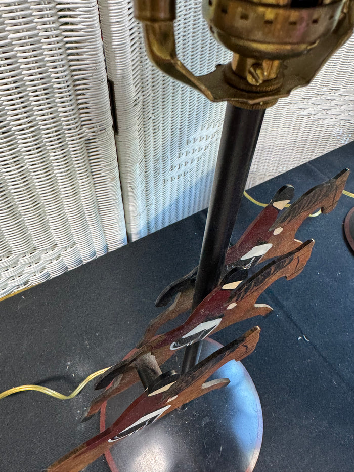 Pair of Guild Master Metal Fox Hunters Table Lamps (WORKS)