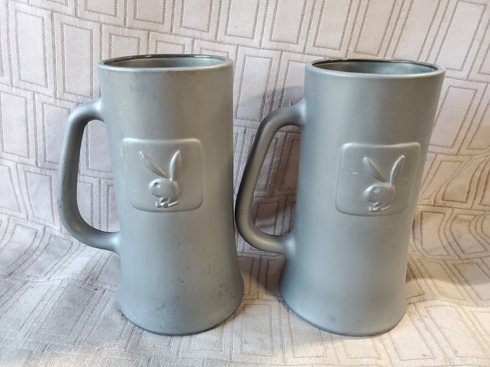 Pair of Matte Black Playboy Bunny Steins (B)