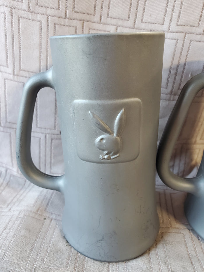 Pair of Matte Black Playboy Bunny Steins (B)