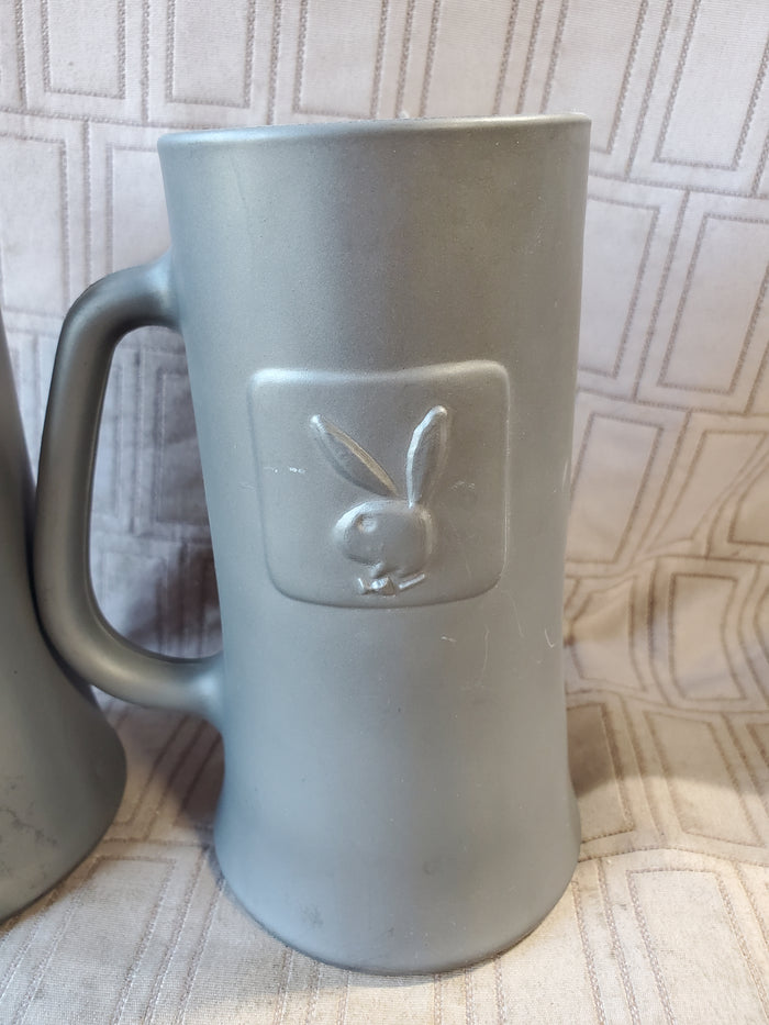 Pair of Matte Black Playboy Bunny Steins (B)