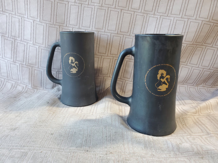 Pair of Matte Black "The Playboy Club" Steins (A)