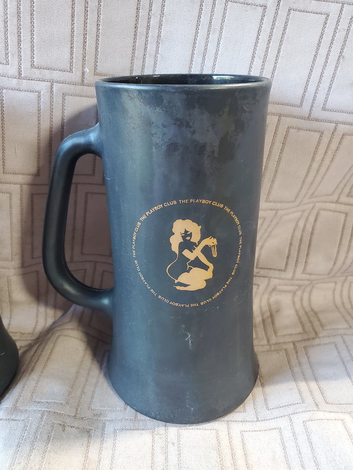 Pair of Matte Black "The Playboy Club" Steins (A)