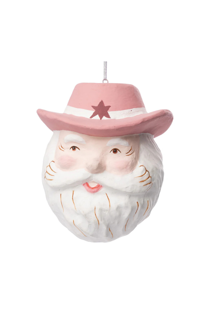 Paper Mache Cowboy Santa Ornament
