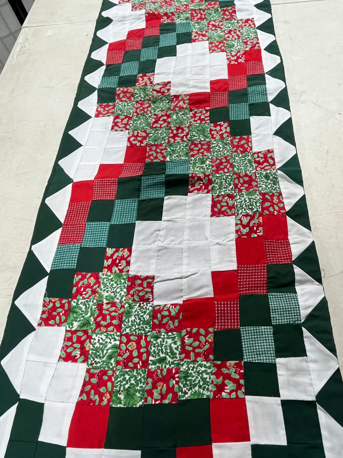 Patchwork Christmas Themed Table Runner by American Pacific Enterprises Inc.  67"x15"