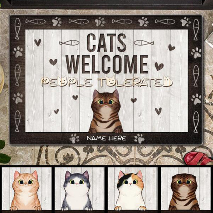 Pawzity Custom Mat, Gifts For Cat Lovers, Cats Welcome People Tolerated Front Door Mat