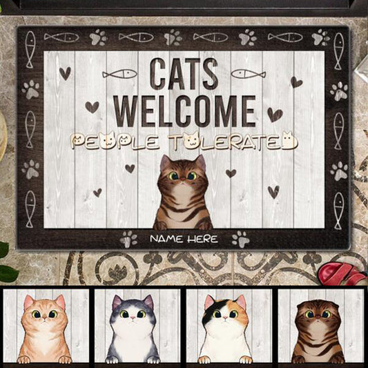 Pawzity Custom Mat, Gifts For Cat Lovers, Cats Welcome People Tolerated Front Door Mat