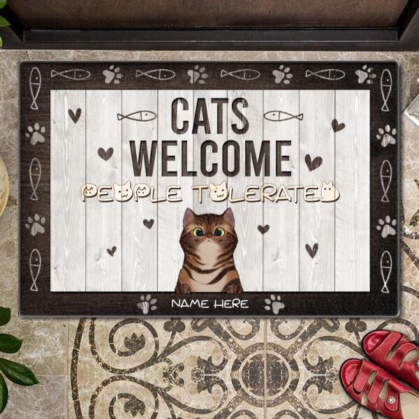 Pawzity Custom Mat, Gifts For Cat Lovers, Cats Welcome People Tolerated Front Door Mat