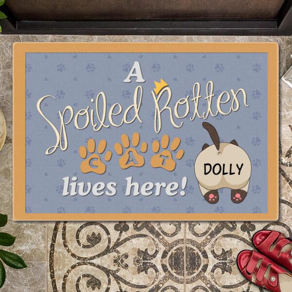 Pawzity Custom Mat, Gifts For Cat Lovers, Spoiled Rotten Cats Live Here Big Ass Cats Outdoor Door Mat